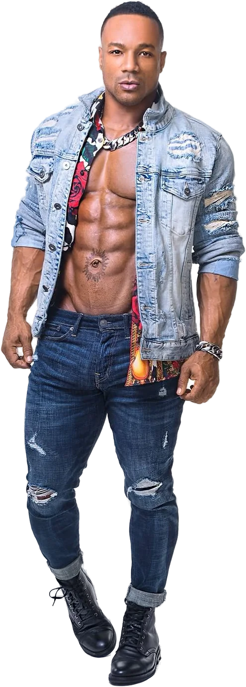 Texas Shyboy in denim, full length