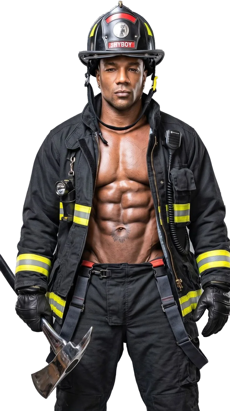 Texas Shyboy in the firefighter look